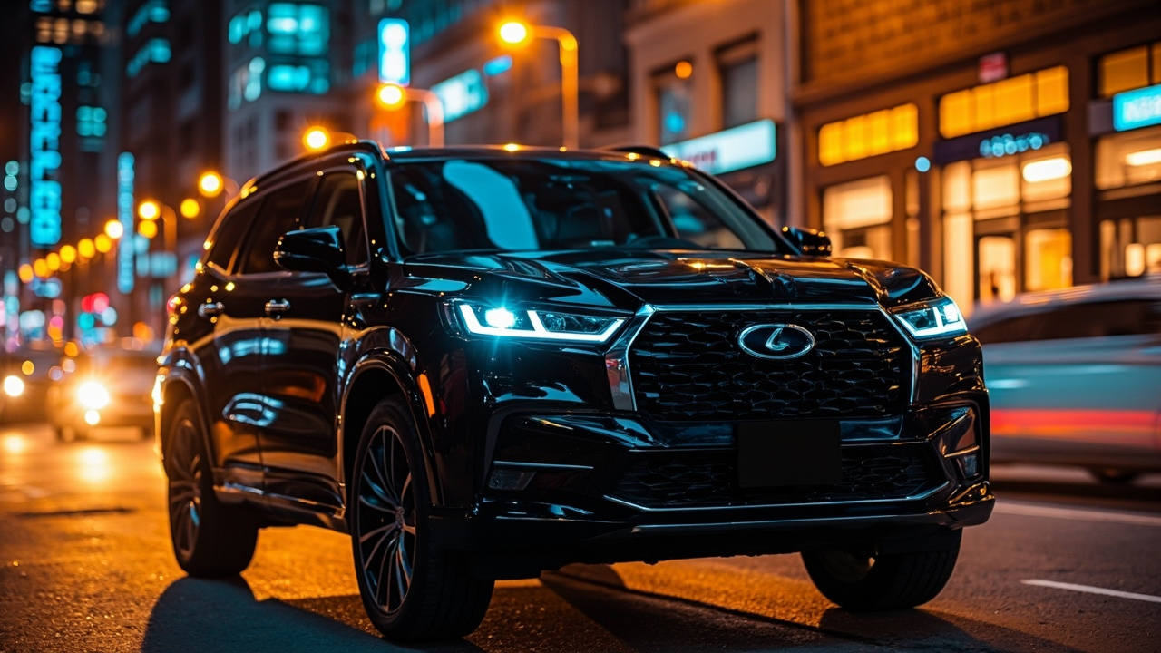 Executive SUV waiting downtown at night for a post-game New Orleans pickup