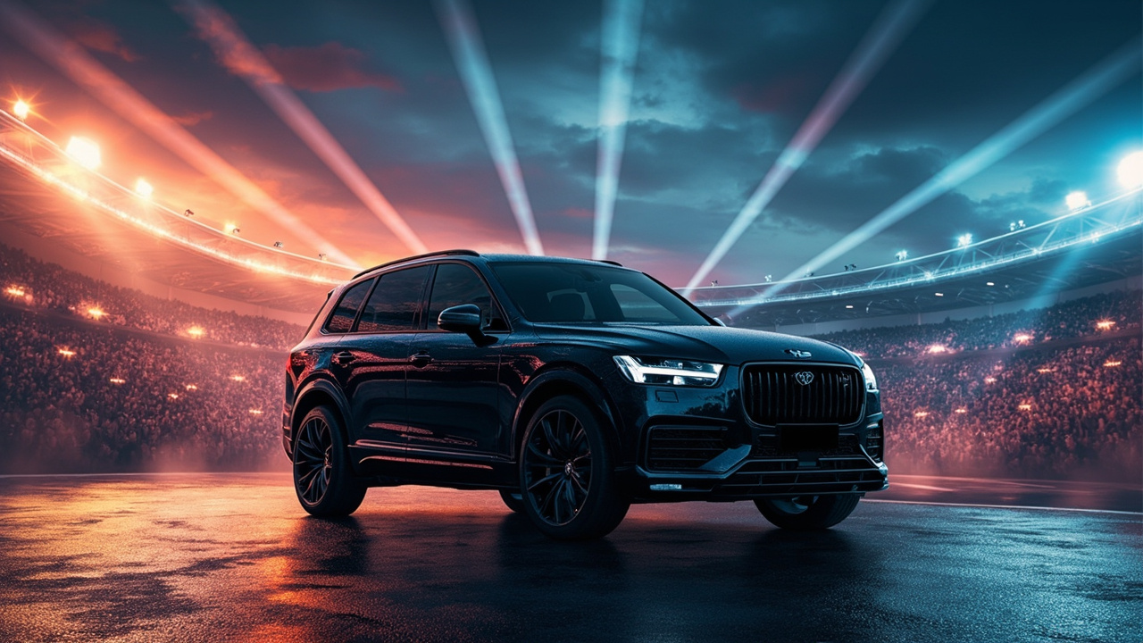 Luxury SUV arriving outside the Caesars Superdome on a New Orleans game night